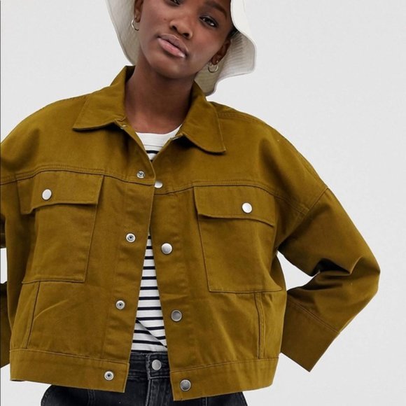 ASOS Jackets & Blazers - ASOS Weekday Tenille Denim Jacket in Khaki